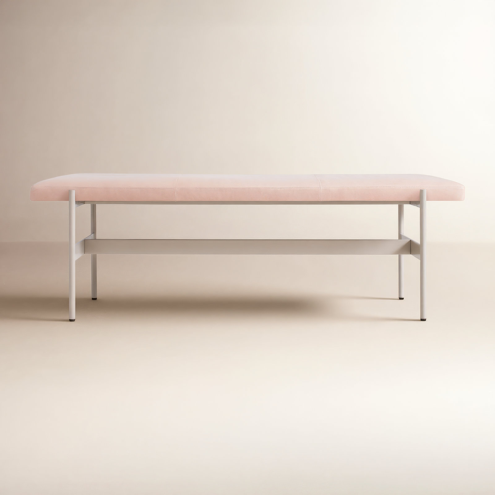 Daybench Genuine Leather Bench, Blush, Putty, 17" H x 55" W x 14" D