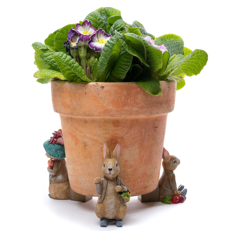 Amis Stone Weather Resistant Planter Feet, Light Brown/Blue/Red