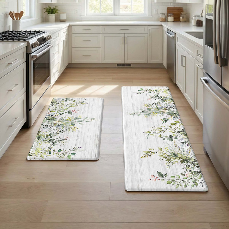 Ensemble de 2 tapis de cuisine anti-fatigue antidérapants imperméables et antidérapants verts pour plancher