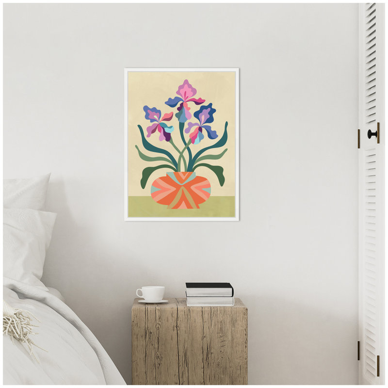 «Iris and Vase» par Barnish, reproduction d'art sur toile encadrée