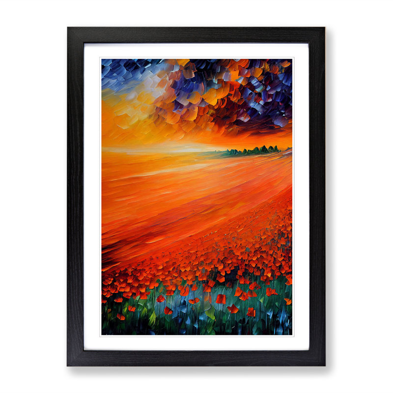 Carvajal Poppy Field Painted Vol.1 - Picture Frame Print, Black, 46cm H x 34cm W x 2cm D