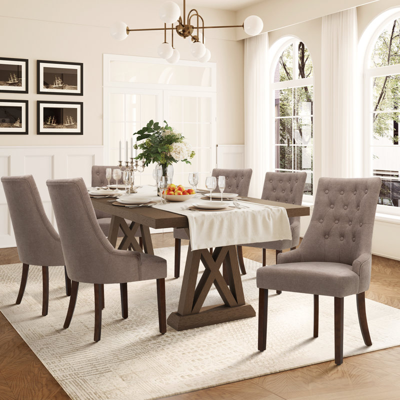 51cm H Tufted Fabric Upholstered Side Chair, Taupe
