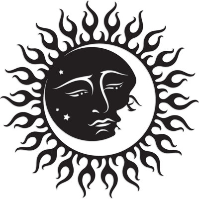 Abstrait soleil art mural avec visage - bouleau baltique naturel