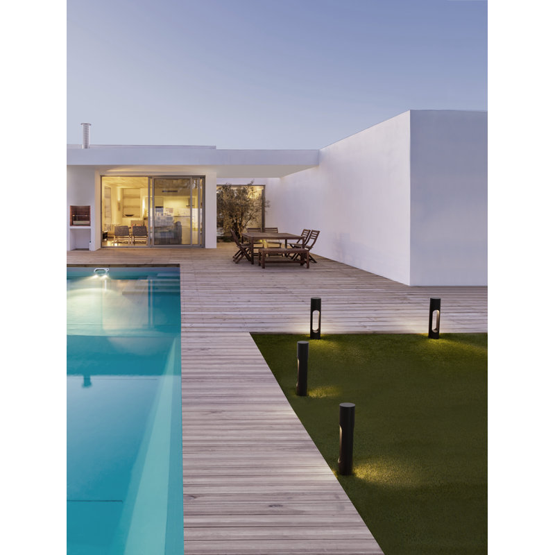 Black Integrated LED Metal Bollard Light, 36cm H x 8cm W x 8cm D