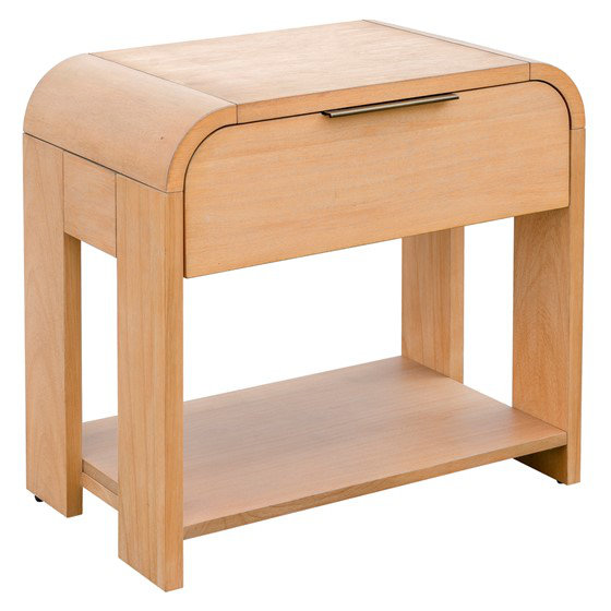 Hokku Designs Modern One Drawer Waterfall Nightstand - Natural
