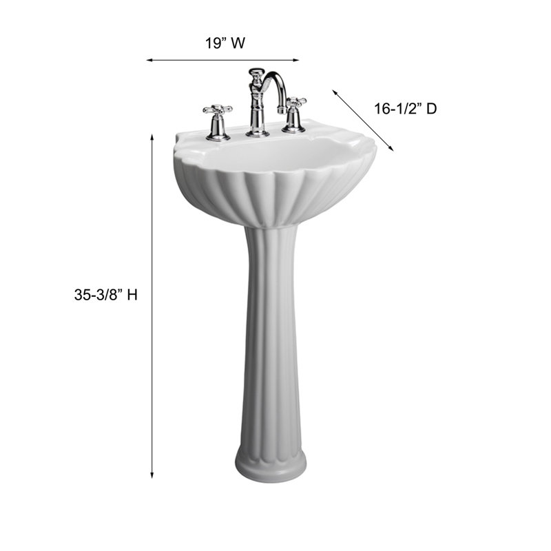 Barclay Bali 16.5'' Vitreous China Specialty Bathroom Sink with Overflow, 8" Centre, White