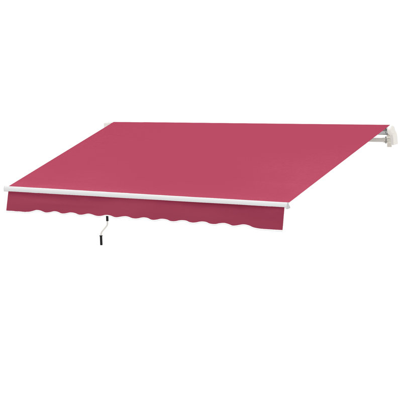 Store banne rétractable manuelle 4 m x 2,4 m, manivelle, pour terrasse, balcon ou jardin, rouge bordeaux, Couleur unie, Rouge