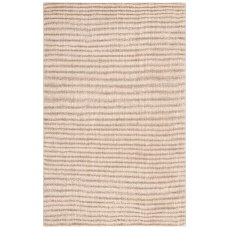 Brierly Hand Loomed Wool/Cotton Striped Rug in Beige, Rectangle 5' x 8'