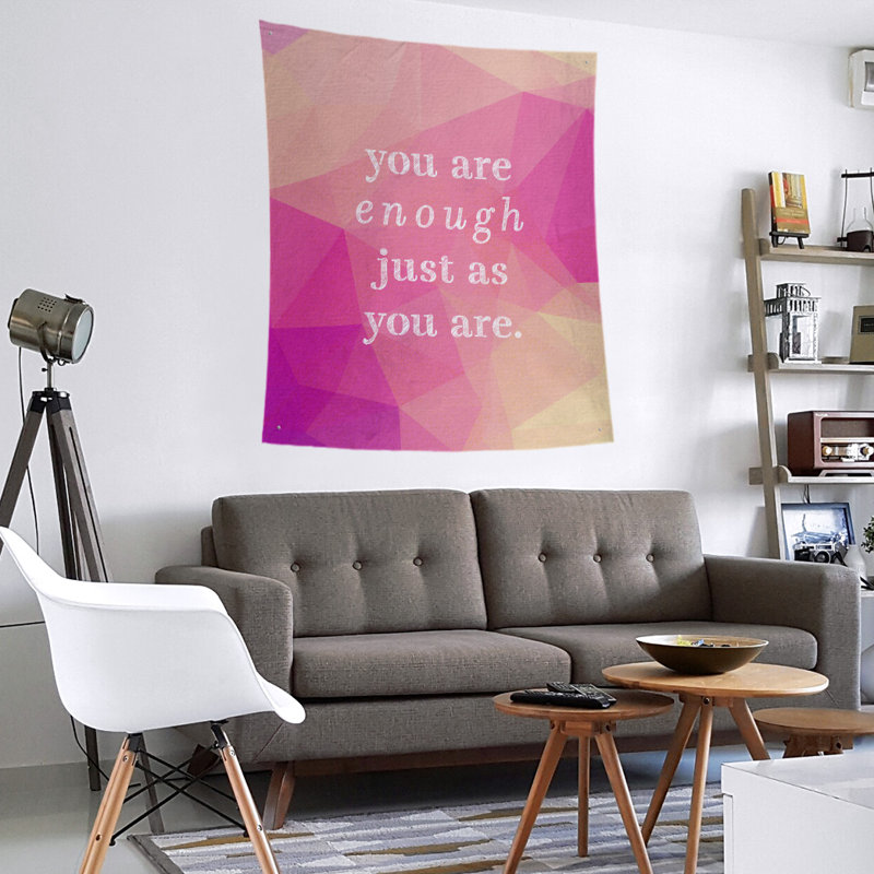 Tapisserie en polyester, vous êtes assez de quote quote, H 104 po x l 88 po, Diamant rose