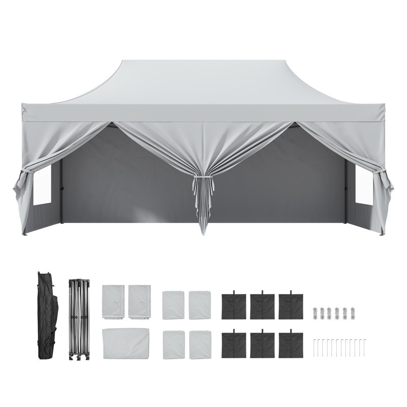 VEVOR 10x20 FT White Pop Up Canopy Tent with Removable Sidewalls