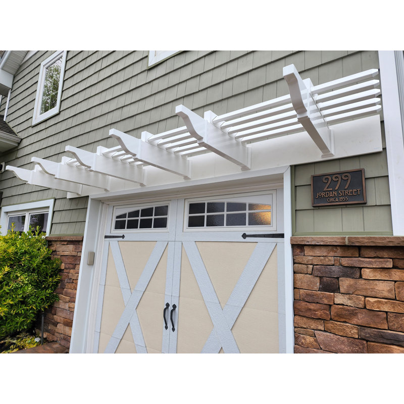 16 ft. White Vinyl Pergola with Flat Canopy