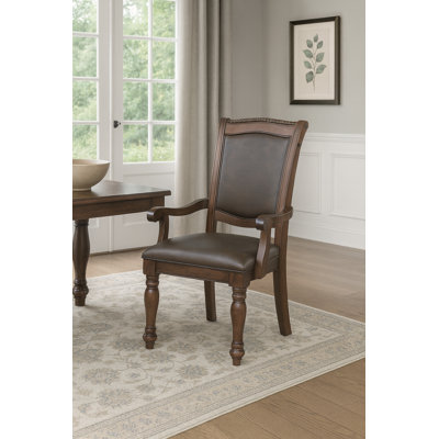 Engles 19.5" Seat Height Faux Leather Traditional Upholstered Armchair