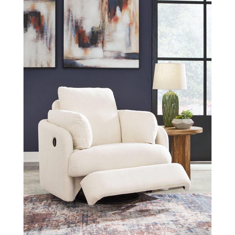 Gwenevere Upholstered Recliner, Beige Polyester