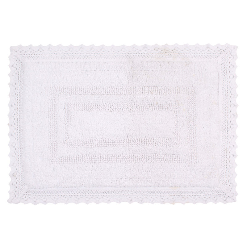 Opulent Absorbent Cotton Soft Bath Rug, 17" W x 24" L, White