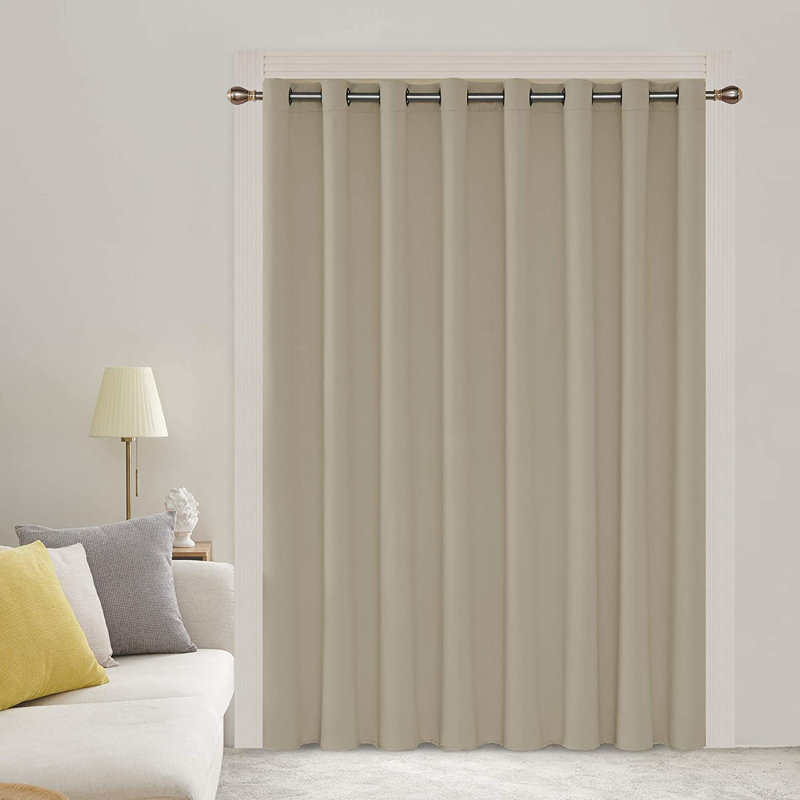 Cassandry Room Darkening Curtain Single Panel, 100" W x 95" L, Dark Beige