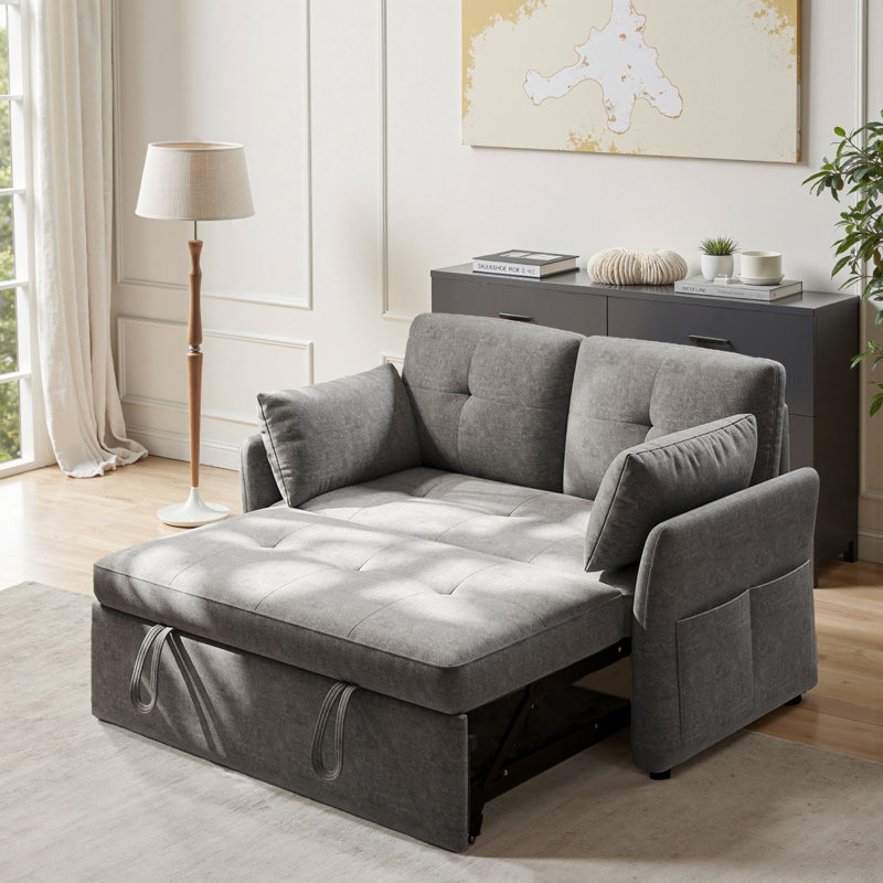 Canapé-lit moderne rembourré de 53,8 po Mirlan, Gris