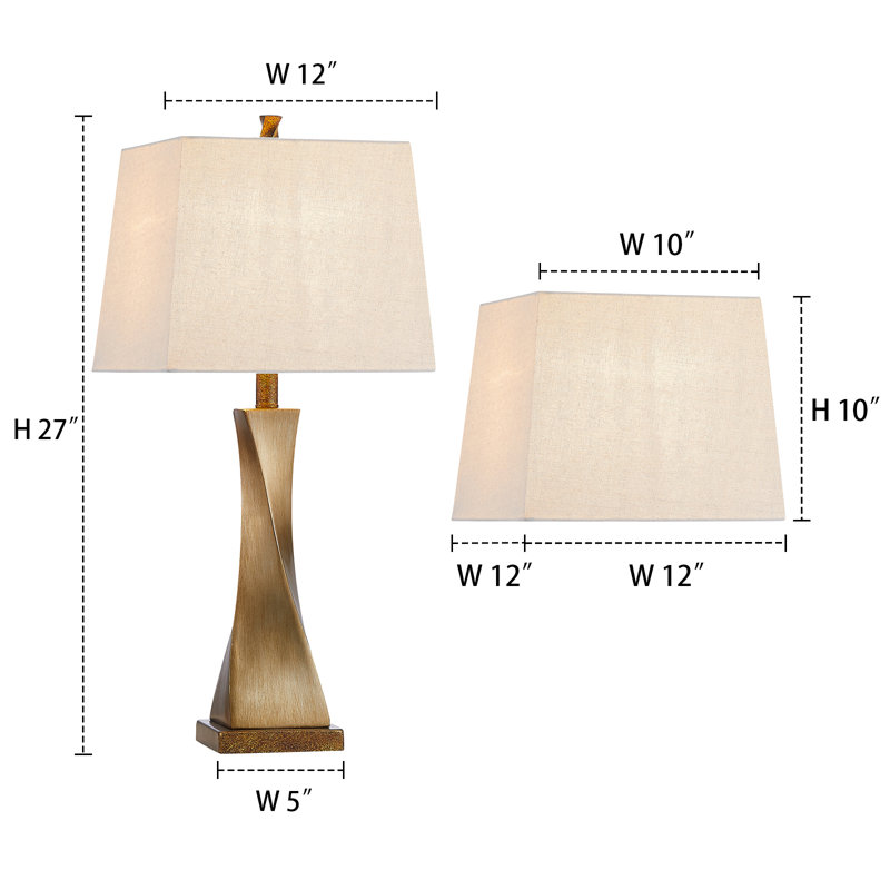 27'' Antique Gold Resin Table Lamp Set