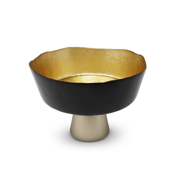 Bol décoratif en verre, Doré / Noir