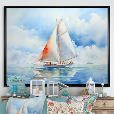 Voilier côtier de sérénité à l'horizon I - Bateau à voile, art mural