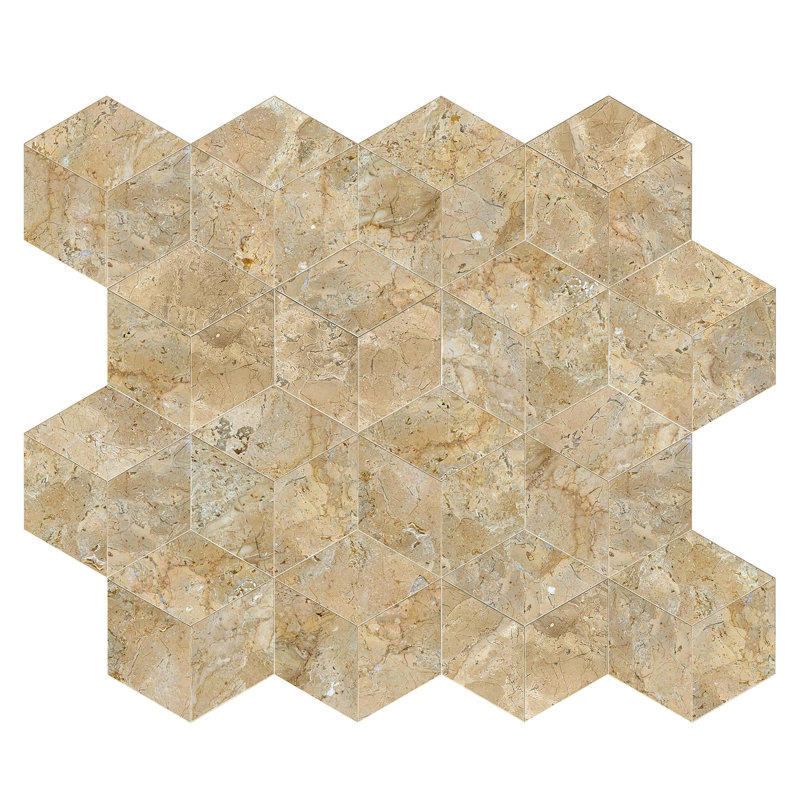 Marbre hexagonal beige doré jaune