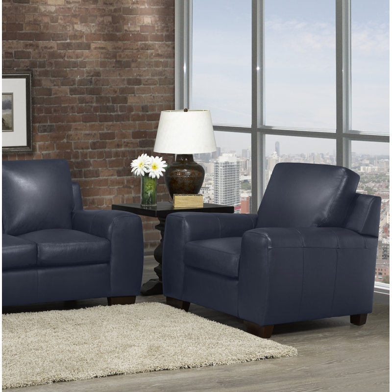 Fauteuil Lynsey, Cuir bleu marine