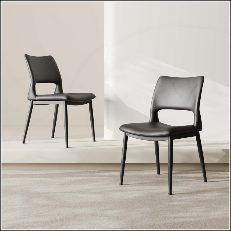 Ensemble de deux chaises de salle à manger confortables avec repose-pieds en métal et dossier ergonomique, idéales pour les restaurants, les cuisines et les bureaux