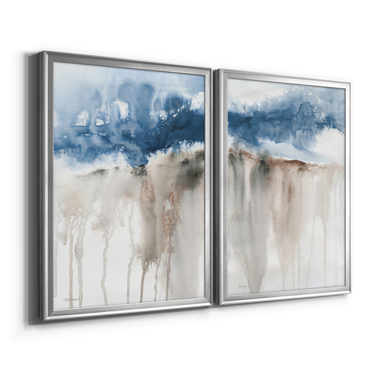 Windy Cliff I - ensemble de 2 reproductions d'art, H 30,5 po x l 85 po x P 3 po, Toile encadrée argentée, Pas de tapis