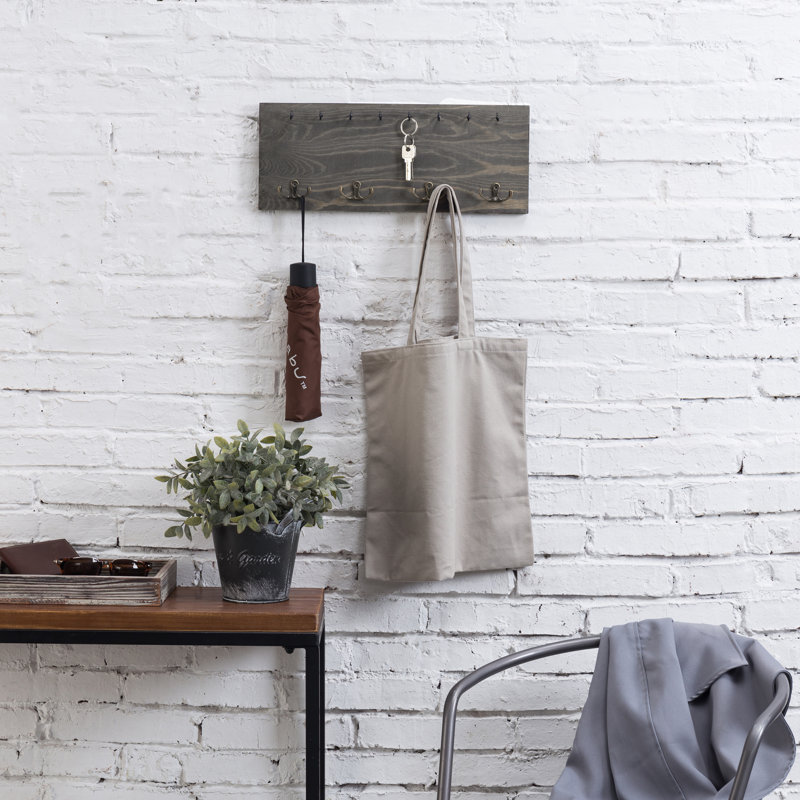 Fidalmo Solid Wood Wall Organizer with Key Hooks