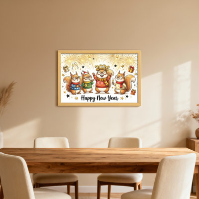 Animals Cute Squirrels Celebrate New Year 2026