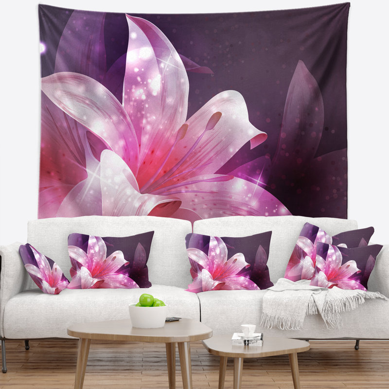 Tapisserie florale rose, H 50 po x l 60 po