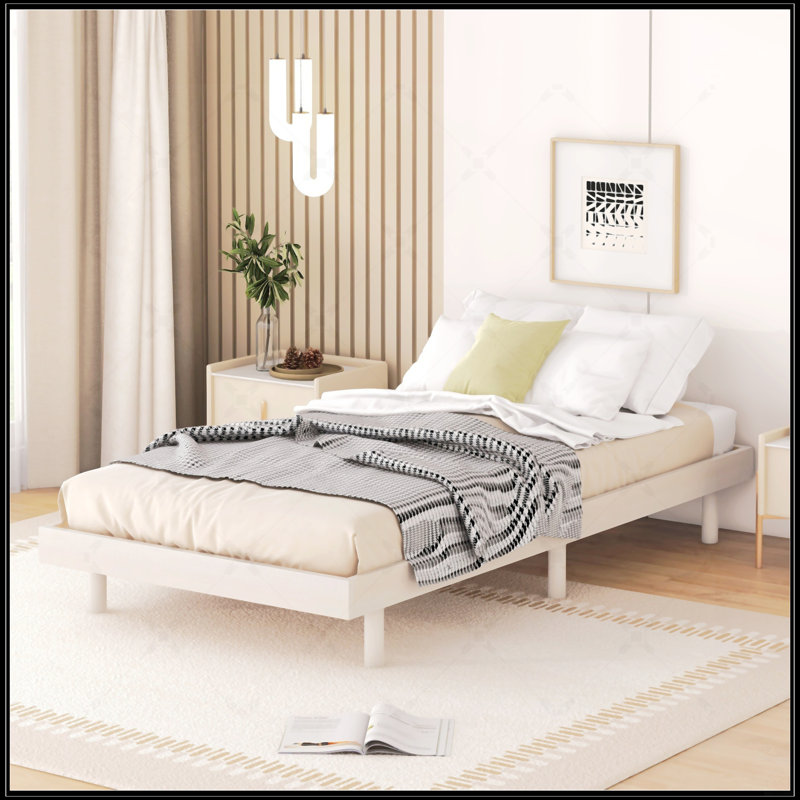 Base de lit plateforme flottante de conception moderne, Blanchies, Lit simple