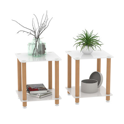 Modern Side Table With Storage Shelves