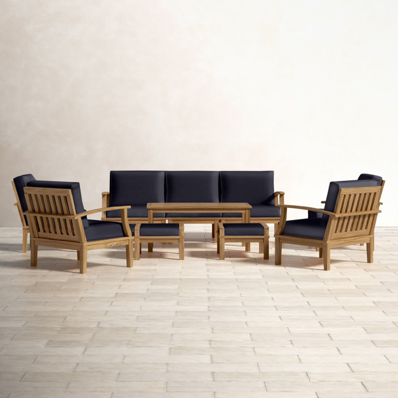 Modway Marina 10 Piece Outdoor Patio Teak Set, Navy