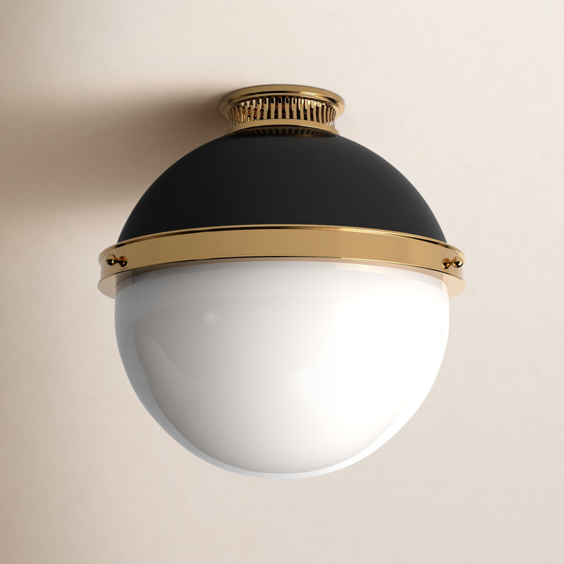 Adrianne Glass Flush Mount, Aged/Antique Distressed Bronze, 14" H x 14.75" W x 14.75" D