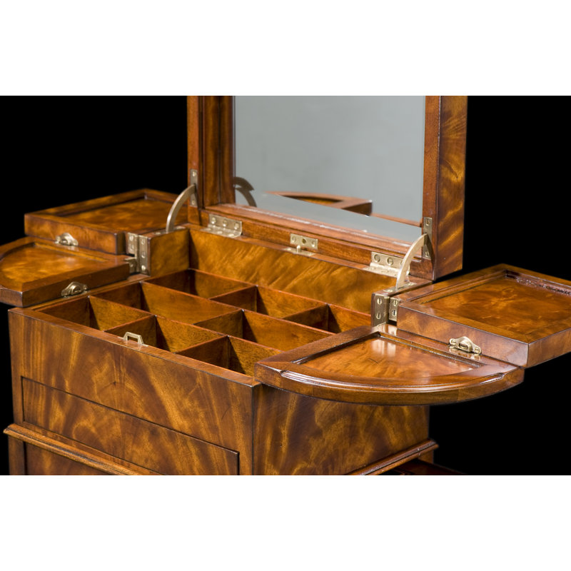 Mahogany Vanity with Beveled Mirror and Drawers