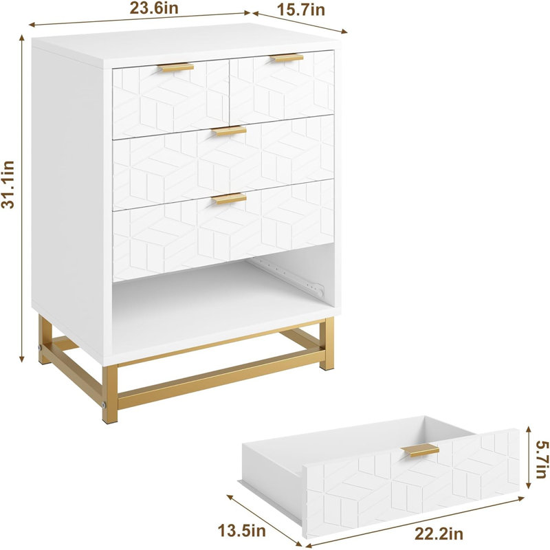 59.9cm W 5 - Drawer Chest of Drawers, White