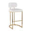 Tabouret de bar à hauteur fixe en métal doré et similicuir blanc - ensemble de 2