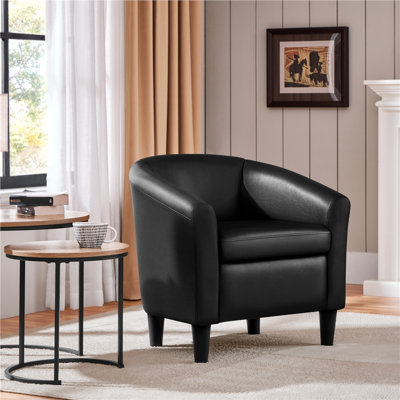 Fauteuil tonneau d'appoint de 70 cm de large, fauteuil club moderne en similicuir avec accoudoirs rembourrés