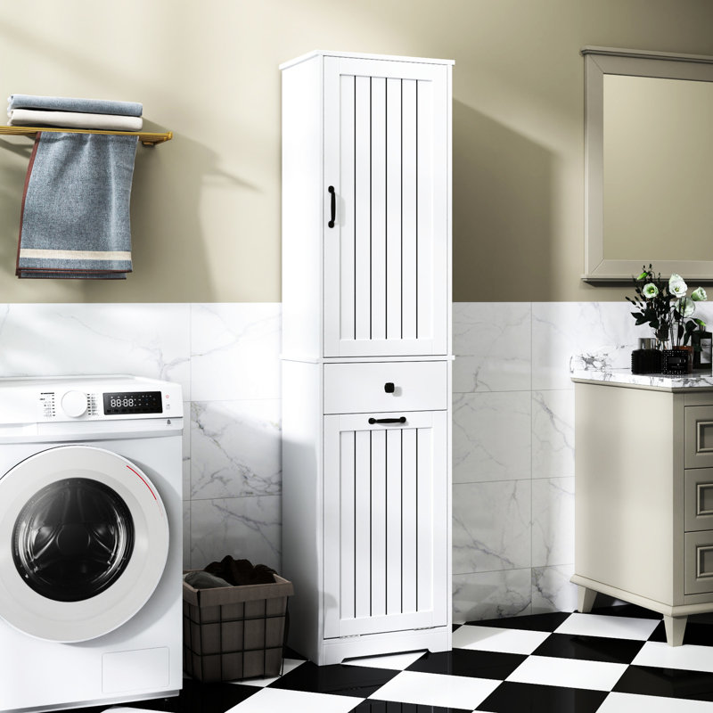 Armoire à linge blanche avec espace de rangement et de rangement pratique