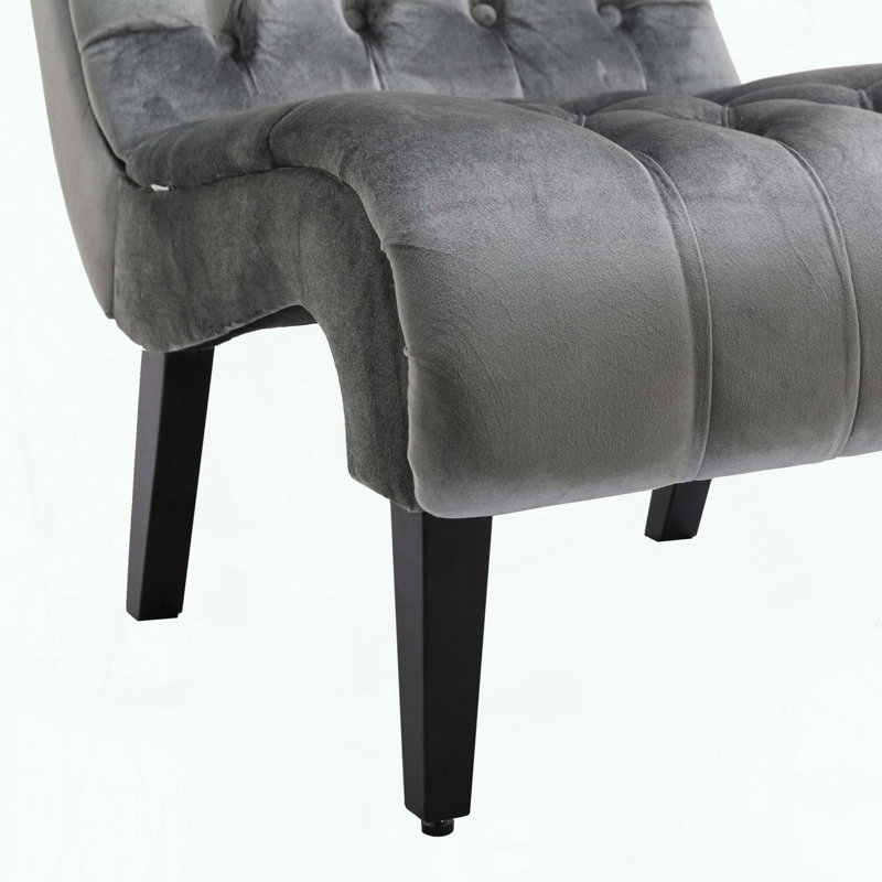 Fauteuil d'appoint sans accoudoirs en velours - argent - capitonné, Argent