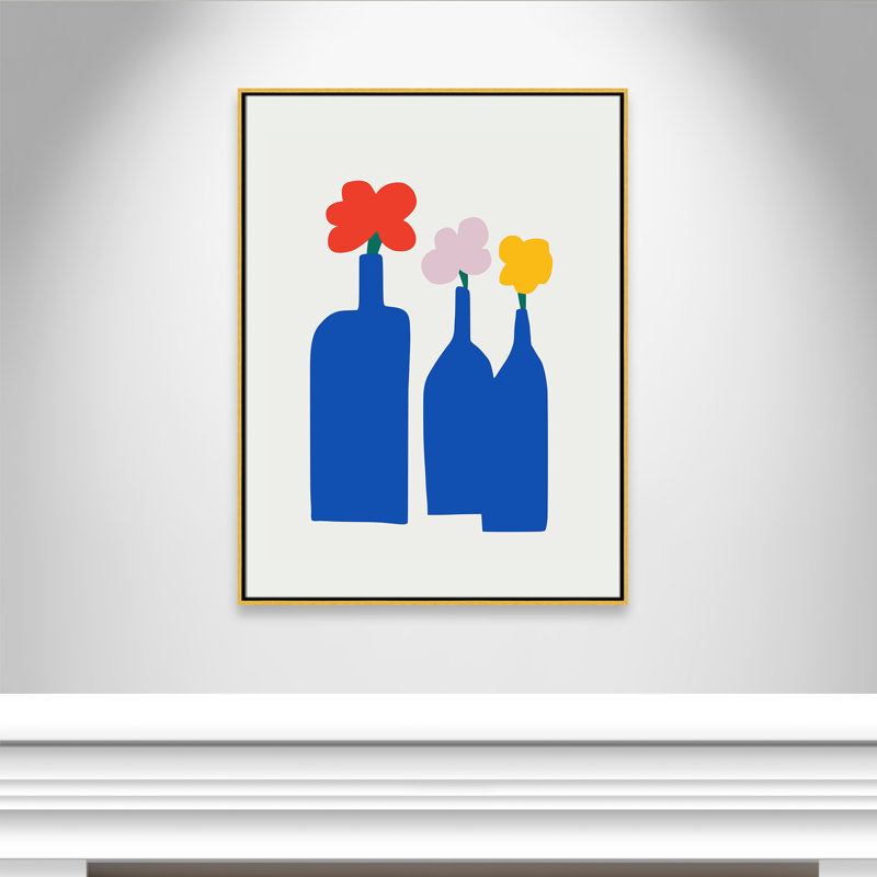 «Bold Blooms Trio Print» par Dean, L 31,5 po x H 41,5 po, Framed Canvas, Flotteur doré
