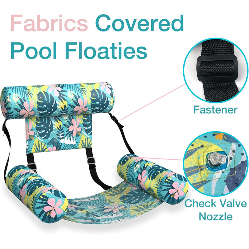 2 Pack Ultimate Comfort Inflatable Pool Floats With Soft Fabric Cover And Ergonomic Headrest Perfect For Pool Party, Sea, Beach, Lake River,Multicolor 30In L X 16In W