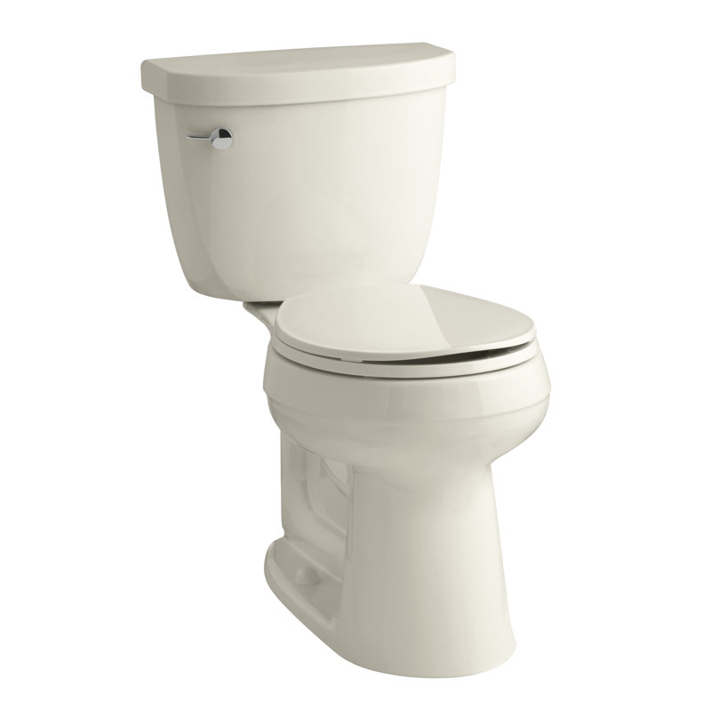 Cimarron 1.28 GPF Round Toilet, Almond, Left-Hand