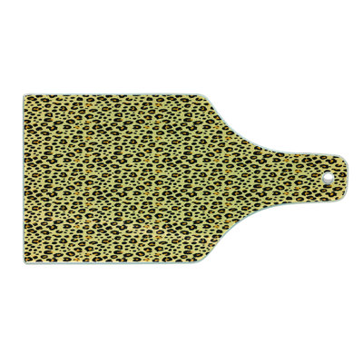 Ambesonne Yellow Brown Tempered Glass Cutting Board Leopard Animal Print Pastel Yellow Dark Mauve