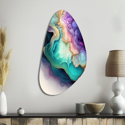 «Hoan Blue Purple Abstract Geode II», impression murale asymétrique en métal, sculpture murale en forme irrégulière