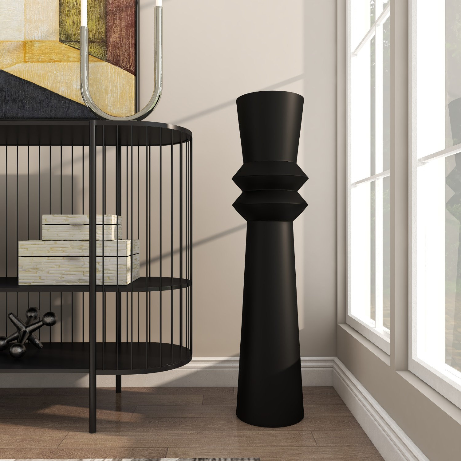 Mable Floor Vase, 38" H x 8.4" W x 8.4" D, Black