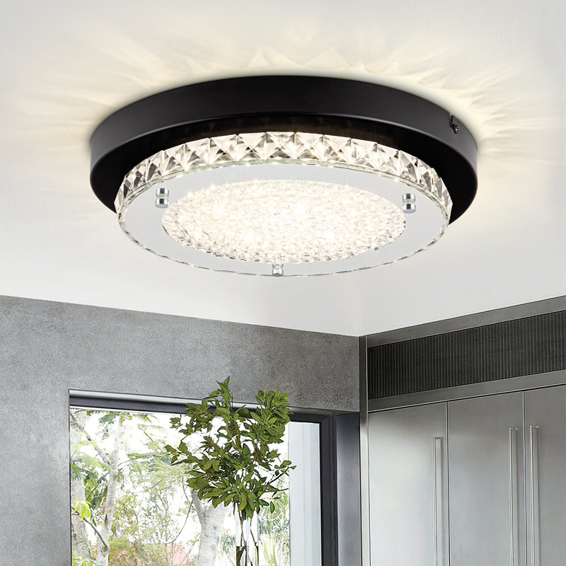 Roope LED Flush Mount Crystal Ceiling Light Dimmable 4000K Ceiling Lamp for Dining Room Bedroom