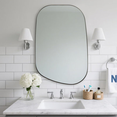 Huldrik Asymmetrical Irregular Bathroom Vanity Mirror | Stainless Steel Frame