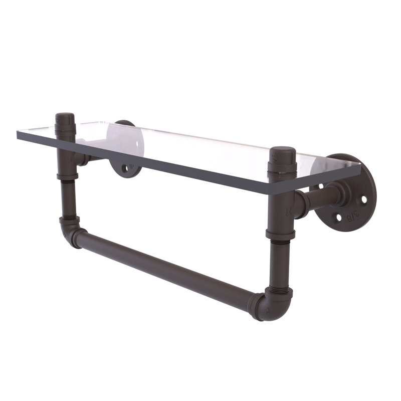 Bayer Industrial Pipe Shelves, Oil Rubbed Bronze, 6.5" H x 16" W x 5.6" D