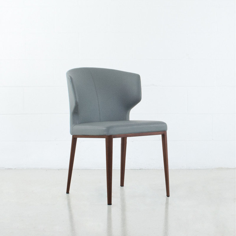 Chaise d'appoint rembourrée Belby, Pierre grise, Noyers